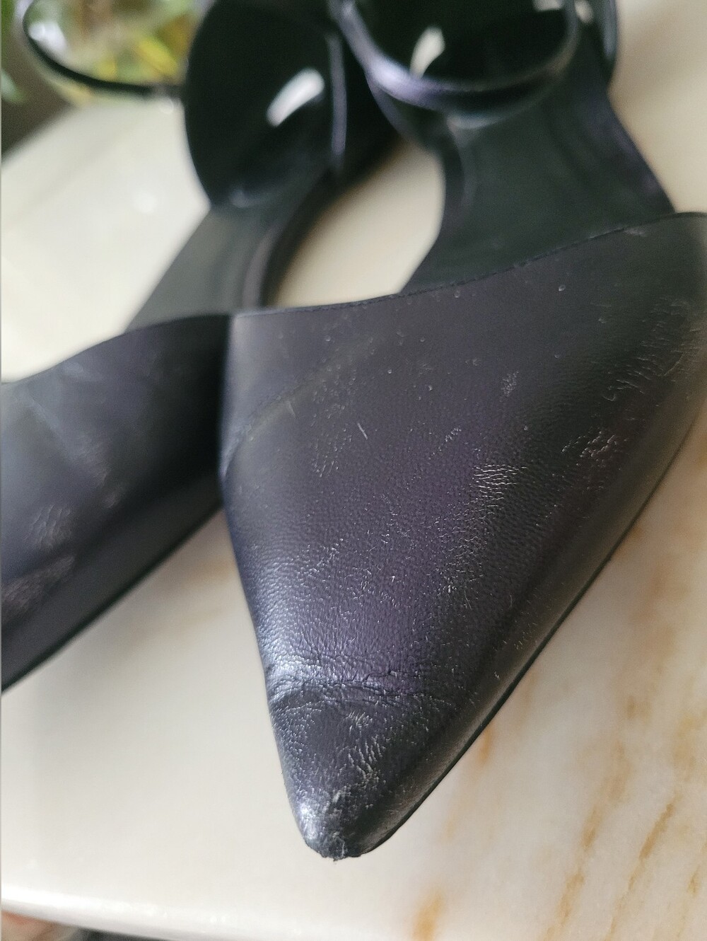 Giorgio Armani Pointed Toe Ankle-Strap Flats Black/Purple Sheen IT 39.5/US 9.5 - Picture 16 of 16